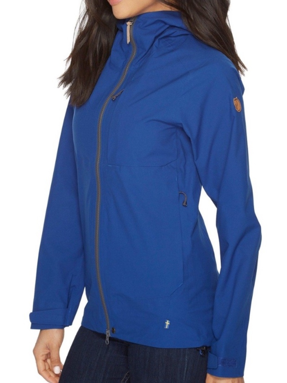 FJÄLLRÄVEN Women’s Aniston Eco-Shell Rain Jacket in Blue - S